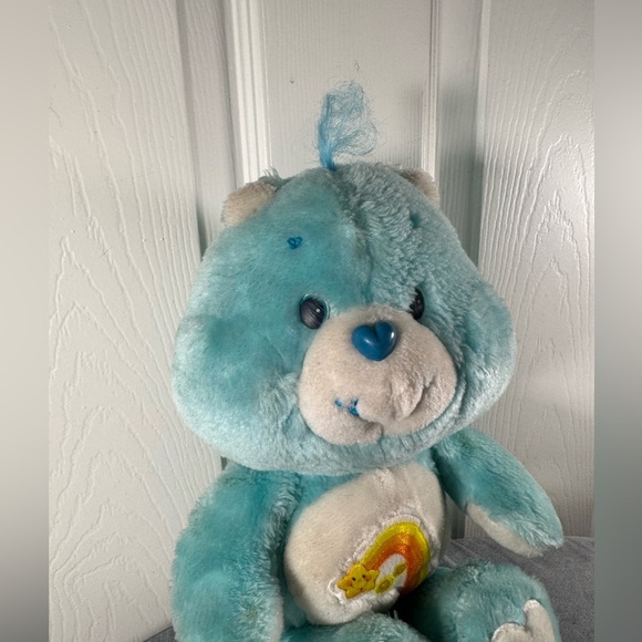 VINTAGE 1983 Kenner Care Bears TEAL Shooting Star WISH BEAR Plush Toy 13” - Picture 2 of 8